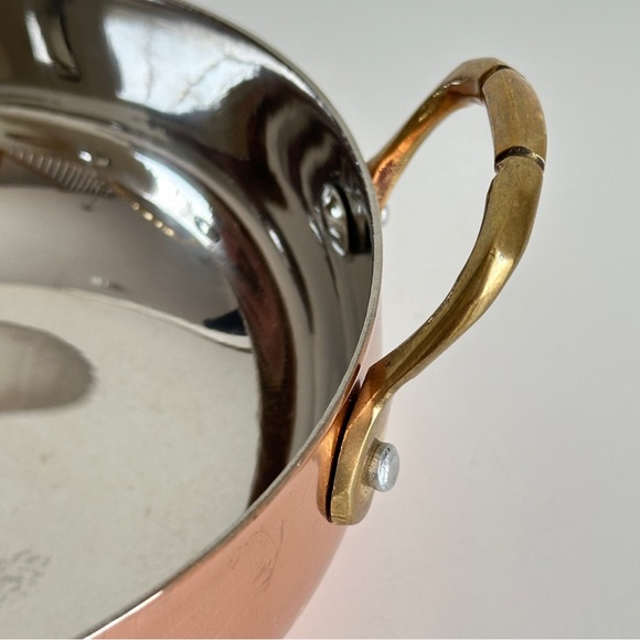 Copper Plated Stainless Steel Mini Serving Bowl Brass Handles Gibson Rembrandt - Picture 7 of 14